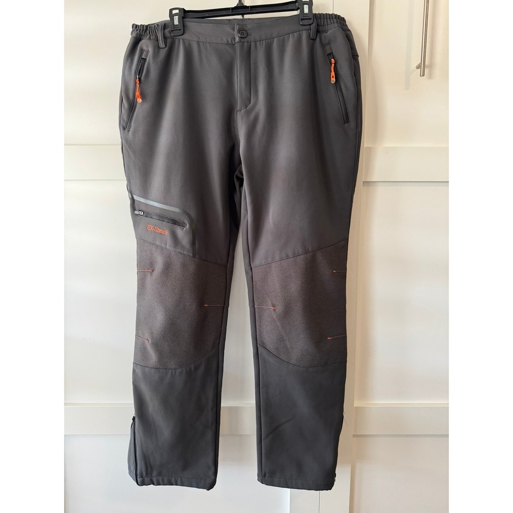 Womens EX-Stretch Softshell Hiking Ski Pants Gray Fleece‎ Lined 16 Multi Pocket